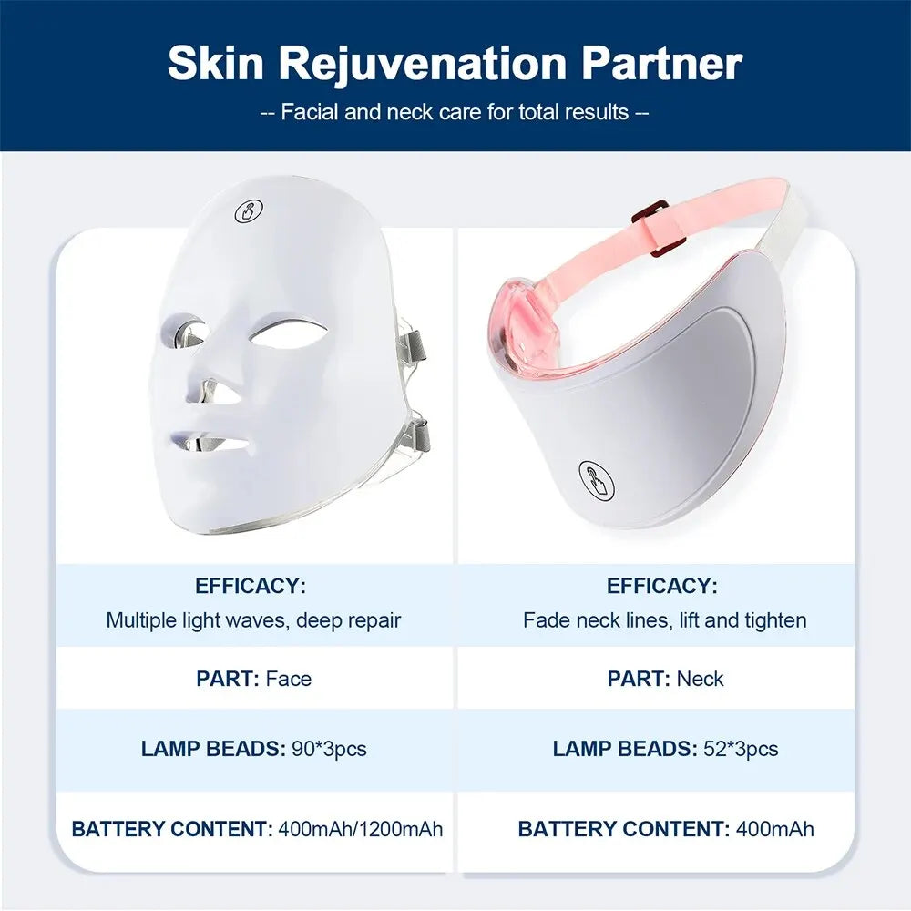 7 in 1 LED Light Therapy Face & Neck Mask
