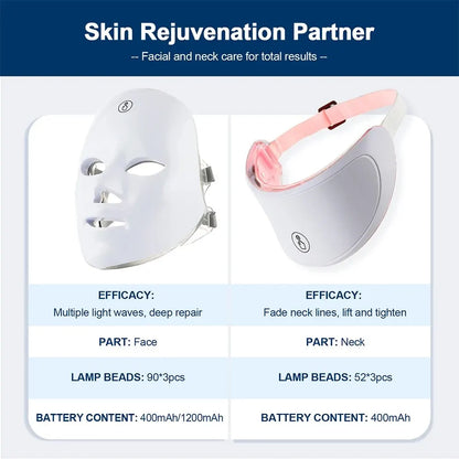 7 in 1 LED Light Therapy Face & Neck Mask